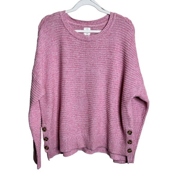 Joie Pink Marled Knit Sweater size XL NWOT long sleeved button side accents - Picture 4 of 6